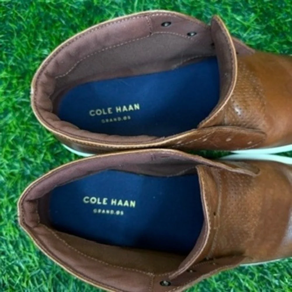 Cole Haan Chukka Boots Mens 11 Brown Leather Grand.OS C29589 Lace Up Mid Top